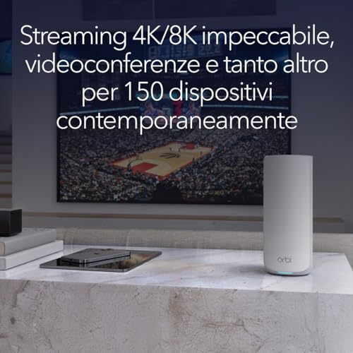 Mesh WiFi 7 Orbi serie 870 Tri-band WiFi Mesh (RBE872) router + 1 extender satellitare, funzioni di sicurezza, fino a 21 Gbps, copre 400 m2, 150 dispositivi, porta Internet 10 Gig, BE21000 - Powerline - Immagine 4