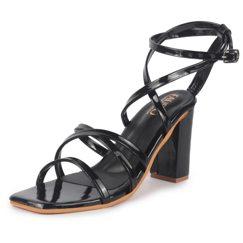 fausto Women Open Toe Quilted Block Heel High Ankle Adjustable Backstrap Slipper Sandals | Soft Padded Insole | Western Outfit Gladiator Sandals-picture-10