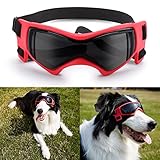 Ownpets Anti-UV Hundebrille, Sonnenbrille, Skibrille, Hund Fliegerbrille für kleine und mittlere Hunde, verstellbar, Sunglasses for Dog, Rot