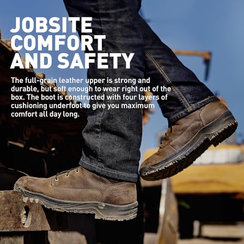 Danner Caliper 6" Waterproof Work Boots for Men - Full-Grain Leather with Breathable Danner Dry Lining, Memory Foam Footbed & Non Slip Heel Outsole, Brown - 11 EE3