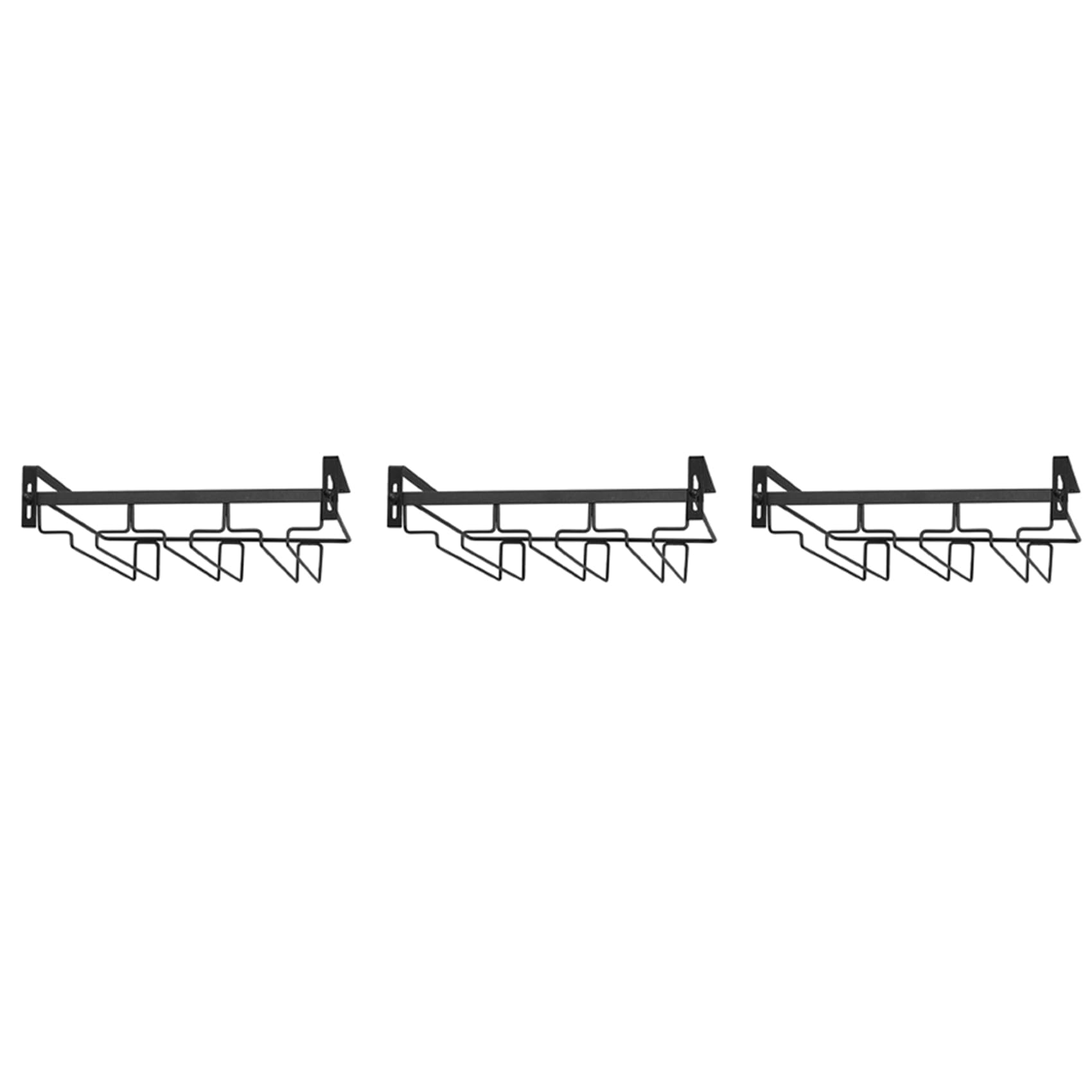 Hndhbfgrt 3X Wine Glass Rack Under Cabinet,3 Rows Hanging Stemware Rack Metal Glasses Holder Storage Hanger for Kitchen,Bar,Etc