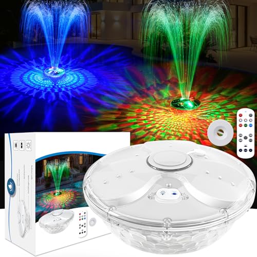 ChlorStar Pool Fountain with Remote,Floating Pool Fountain with Lights Show,Above Ground Pool Water Fountains Pump with Anchor, Floating Swimming Pool Fountains for Inground Pool,Pond -1PC(White)
