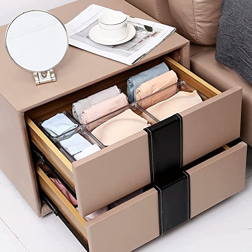 Image of Zollyss 4 Pcs Clear Plastic Clothes Drawer Organiser Trays, Multipurpose Drawer Storage Bins for Wardrobe, Closet, Vanity, Makeup & Office Desk, Clear