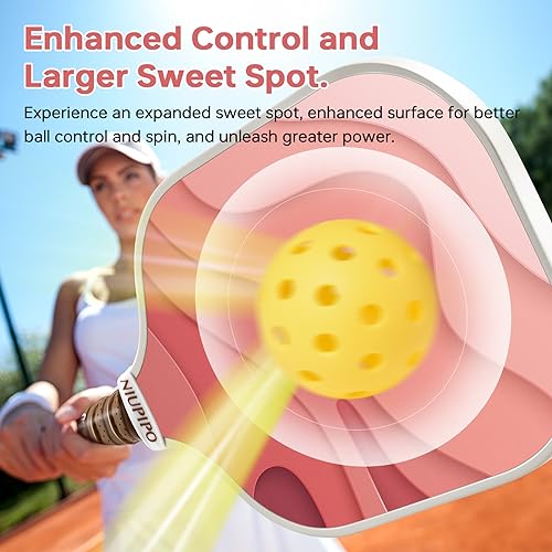Image of niupipo Pickleball Paddles Set of 2 or 4, USAPA Approved Fiberglass Pickleball Paddle Set with Balls and Bag, Polypropylene Honeycomb Core, Lightweight Pickleball Paddles for Beginners Men Women