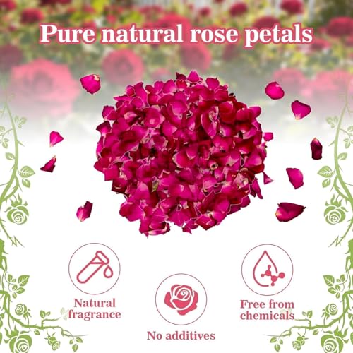 Image of Sukh 5oz Dried Rose Petals - Real Flower Petals for Bath Spa, Soap & Candle Making, Wedding Flower Confetti, Resin Crafts & DIY Decorations, Romantic Valentine's Day & Event Decor