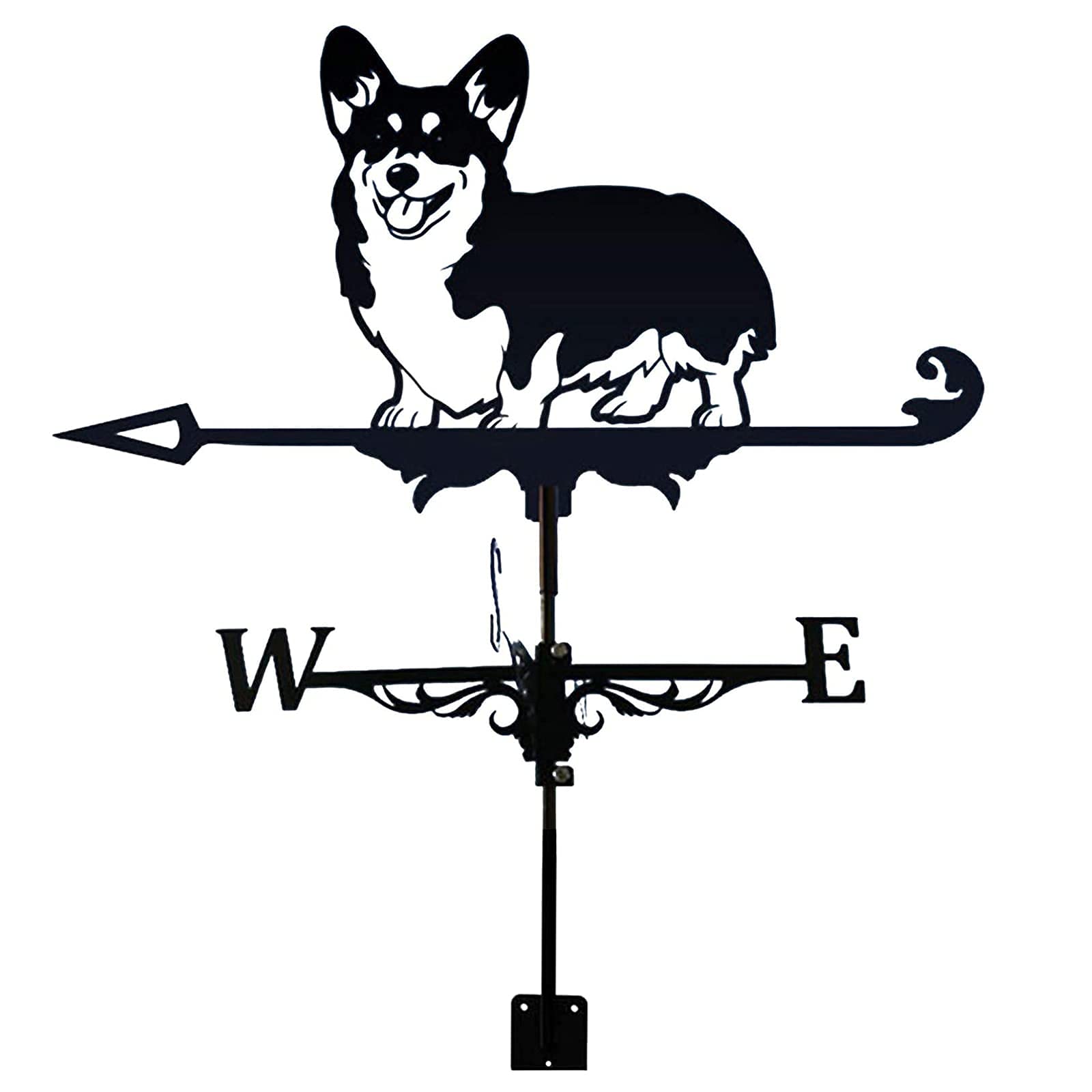 Wind Vane Creative Weather Vane Metal Weathervane with Anti-Rust Coating Practical Wind Vane Wind Direction Indicator for Outdoor Farm Yard Garden Gazebo Decorations(Color:White Stork) (Corgi)