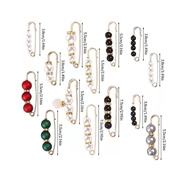 14 Pcs Sweater Brooch Pin,Naisfei Faux Pearl Sweater Shawl Clips Vintage Shirts Dresses Cardigan Collar Safety Pins for Women - Image 6