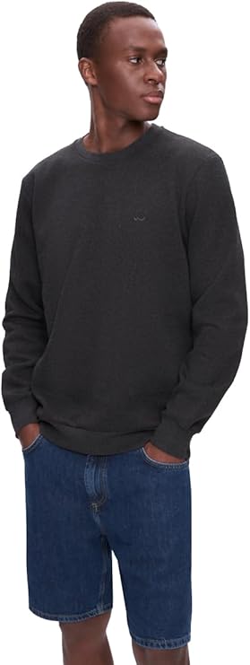 Düz Sıfır Yaka Uzun Kollu Lacivert Sweatshırt