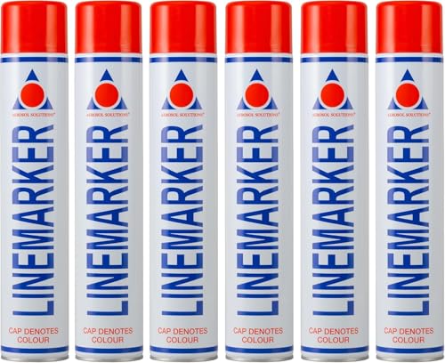 Image of Aerosol Solutions Line Marker Red 26 Oz [Pack of 6] High Visibility Grass and Road Spray Paint, All Purpose Striping Paint | Perfect for Athletics, Sports Fields, Hazard & Utility Marking