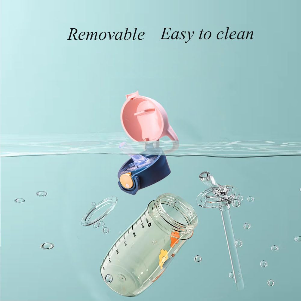 Borraccia Per Bambini Sigdio Con Cannuccia - Senza BPA, Impermeabile, Con Tracolla, Color Rosa - Foto 11