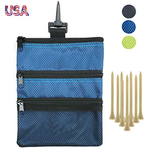 Amy Sport Golf Pouch Bag Multi Pocket Clip Zipper Hook to Bag,