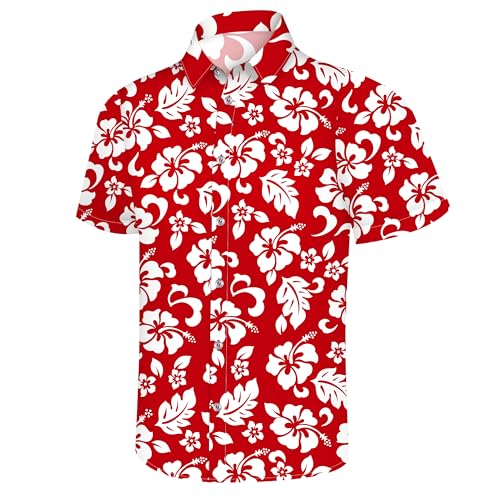 Image of Hawaiian Shirt for Men Tropical Shirts Summer Beach Button Down Short Sleeve Luau Aloha Floral Cruise Vacation Outfit 2026