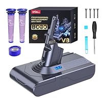FLYLINKTECH 8.0Ah V8 Akku für Dyson V8 Absolute/Animal/Fluffy/Motorhead SV10 Staubsauger Mit 2+1 Filtern und 4 Schrauben