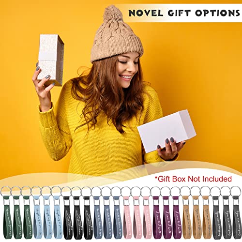Image of Fumete 24 Pcs Inspirational Keychain Gift Employee Appreciation Gift for Women Motivational Key Rings Thank You Keychain(Classic Colors)
