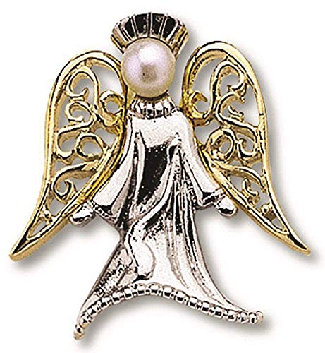 Guardian Angel Silver With Gold Wings Lapel Pin On Header Card