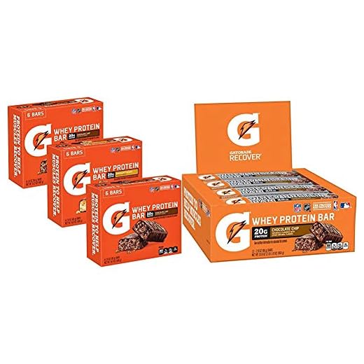 Gatorade Whey Protein Bars, Variety Pack, 2.8 oz bars (Pack of 18) & Whey Protein Recover Bars, Chocolate Chip, 2.8 ounce bars (12 Count)
