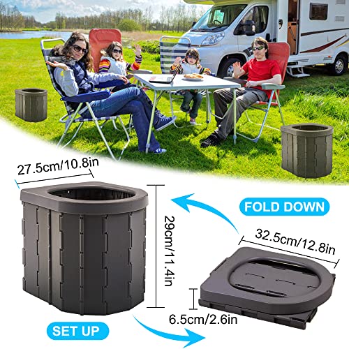 KINSPORY Campingtoilette, Mobile Toilette, Trenntoilette, Tragbare Toilette für Draußen oder Drinnen,faltbares Töpfchen für Autocamping (Schwarz ohne Deckel)