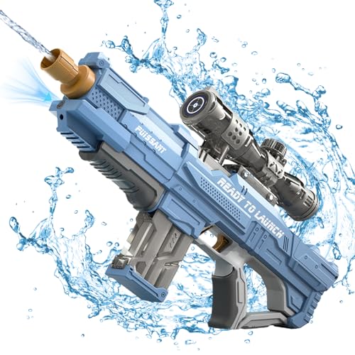 Wasserpistole Elektrisch, Elektrische Wasserpistole mit Wasseraufnahme, 550ml Hohe KapazitäT Reichweite 10 Meter Hochdruck Automatische Wasserspritzpistole für Erwachsene und Kinder Sommerspielzeug