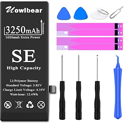 uowlbear Battery for iPhone SE First Generation, Replacement Battery for 2016 Edition iPhone A1662 A1723 A1724 with Complete Replacement Kits and 2 Set Adhesive Strips -0 Cycle High Capacity Cover