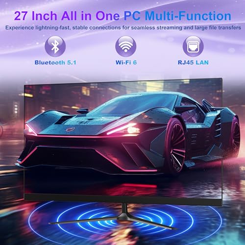 Image of All-in-One Desktop Computer Alder Lake N95 27 inch All-in-One PC 16GB RAM 512GB ROM Full HD IPS Display USB3.0*4 Built in Speaker Dual-Band WiFi&Bluetooth 5.1 with Wired Keyboard and Mouse.