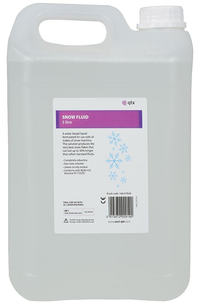 Líquido de nieve 5L, gama de productos fluidos de efecto QTX, profundidad externa 125 mm, longitud exterior/altura 285 mm, ancho exterior 185 mm, peso 5 kg, accesorios para unidades de efectos