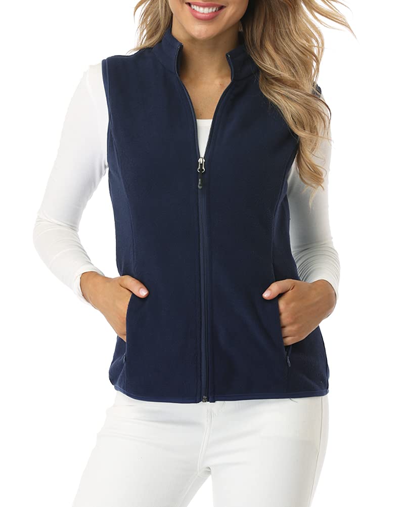 fuinloth Gilet in pile da donna,Termico Senza Maniche Elegante Collare Eretto con Zip e Tasca