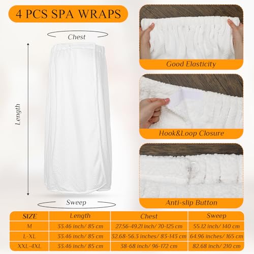4 Pcs Towel Wrap for Women Waffle Spa Robe with Adjustable Closure Elastic Top Lightweight Wraps for Bath Shower2