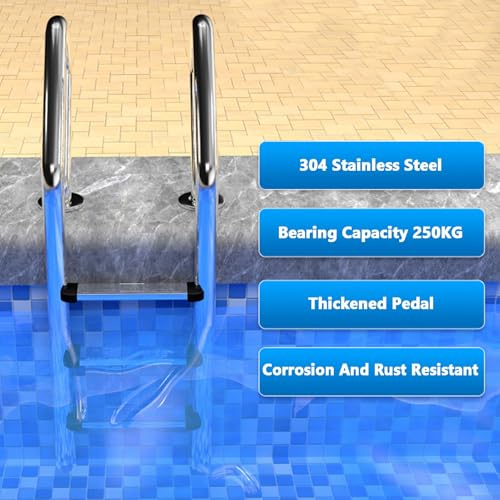 Escalera para piscina de acero inoxidable 3 peldaños miniatura 3
