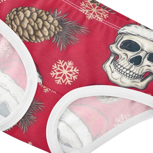 Personalized Girls Underwear Toddler 2t Cotton Panties Little Girl Funny Skulls Santa Hats Red Underpants Briefs4