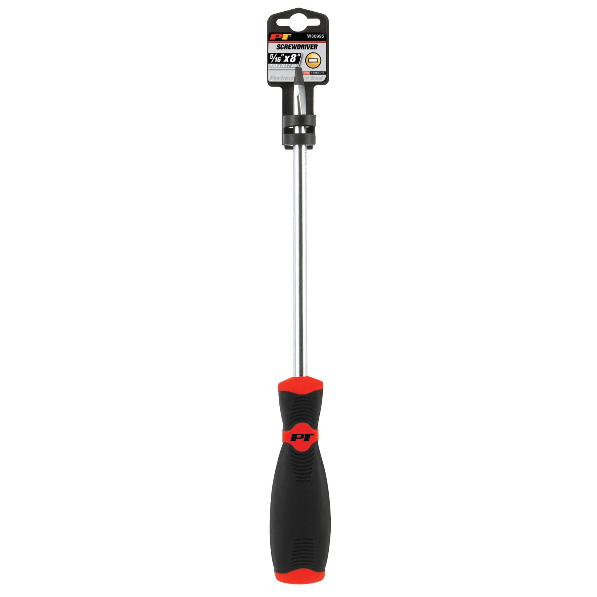 Performance Tool W30995 - Destornillador ranurado negro y rojo, 5/16 x 8 pulgadas