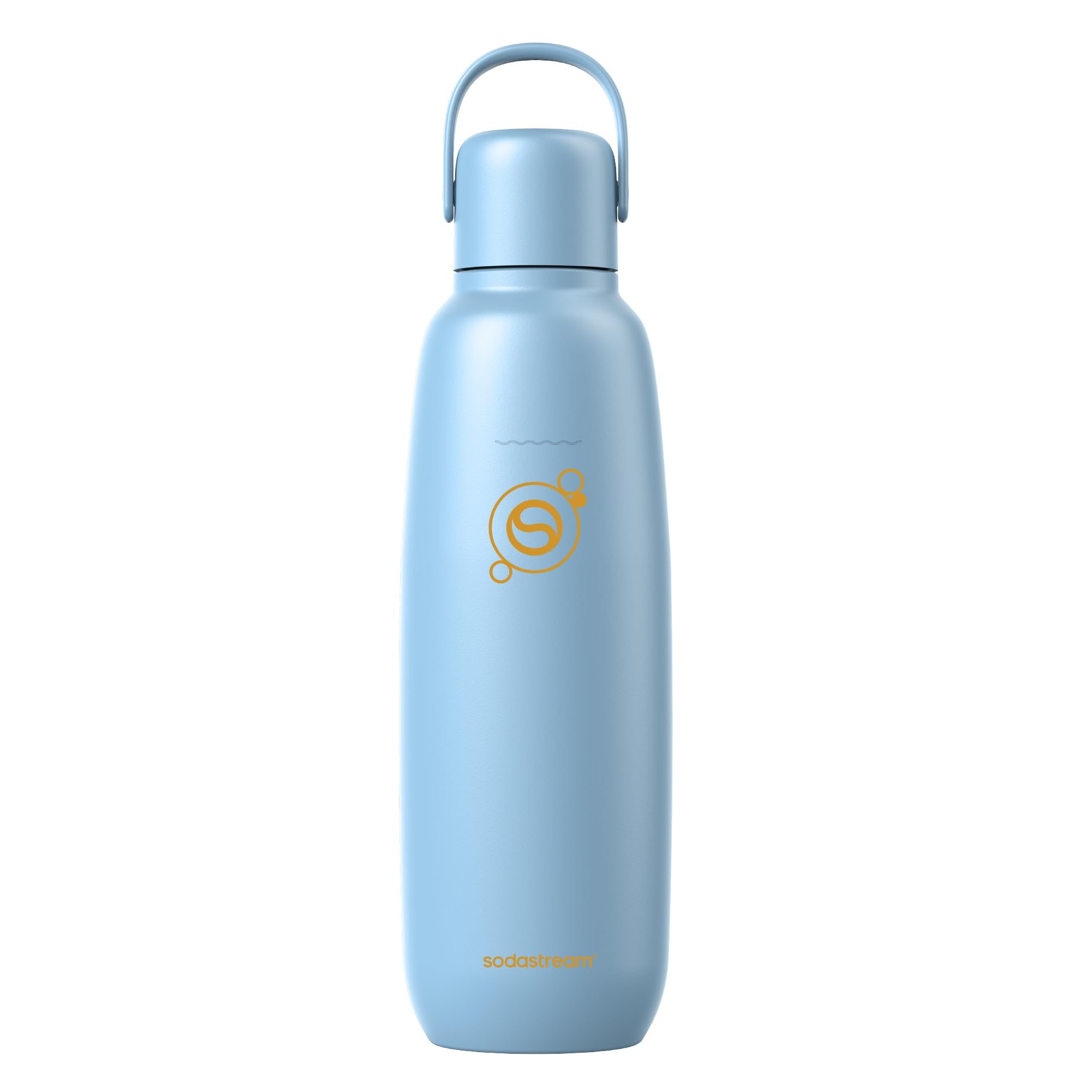 sodastream Fizz &amp; Go Cool, Stainless Steel Carbonated Water Bottle 0.9L, Insulated Metal Bottle for Sparkling Water, Compatible with TERRA, ART, ENSO &amp; More in Ice Blue
