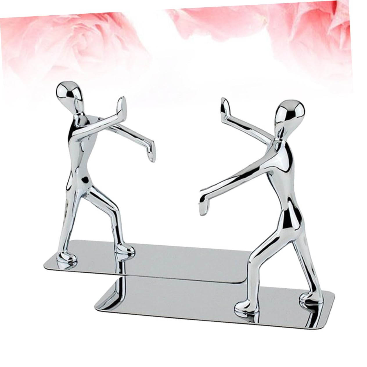 Buchstützen aus Metall in Kung Fu Form, 2 Stück, Silber