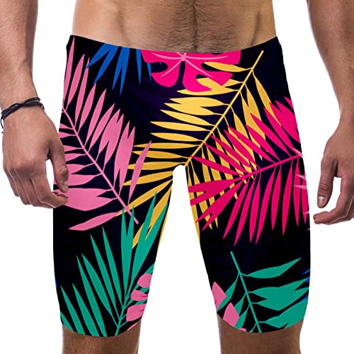 Bañador de pierna cuadrada para hombre traje de baño atlético natación Tropical Leaf
