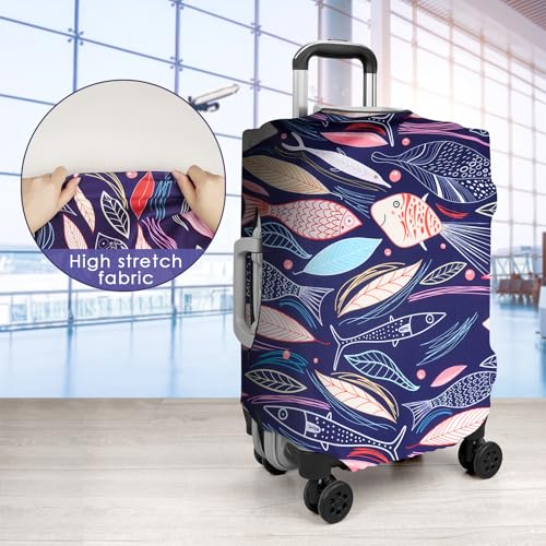 Travel Luggage Cover Suitcase Protector Fits 29-32 Inch Luggage, Washable Suitcase Covers for Luggage, Luggage Protector Covers TSA Approved (XL, Flying Fish)4