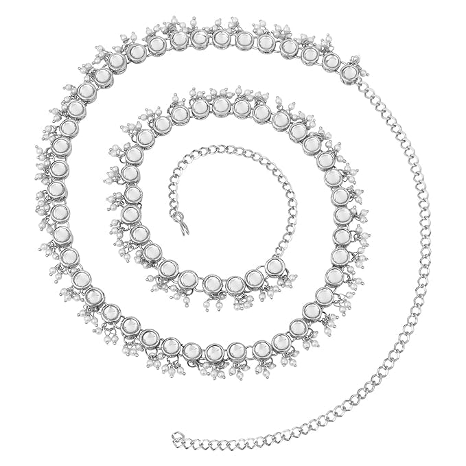 Traditional Kundan Pearl Adjustable Waist Chain/Belly Chain/Kamarband For Women