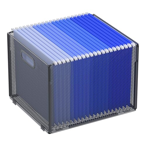 OUTWOLF Hanging File Organizer Box, Mesh File Folder Organizer File Crate File Cabinet lnserts Storage Box, Letter Size