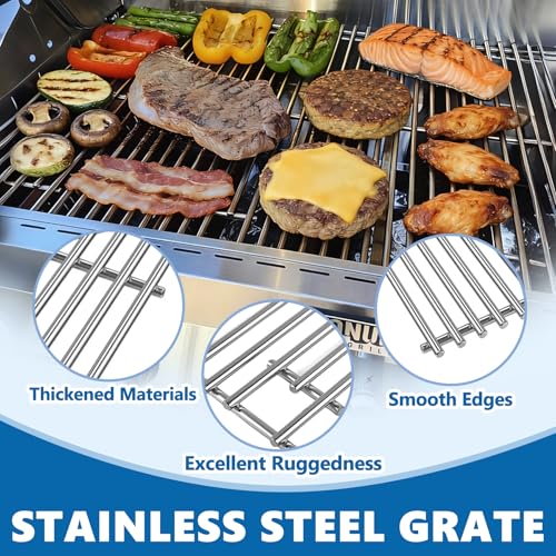 Image of SafBbcue 97888 Grill Grates for Monument Grill 24633 13892 17842 24367 35633 41847NG Grill Replacement Parts, Stainless Steel Cooking Grids for Monument 35633R 35633B D405 D425 4-Burner Accessories