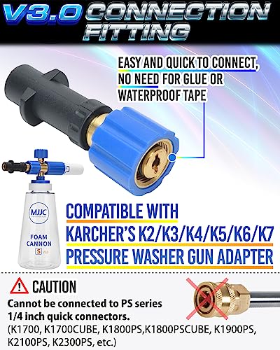 Conector de cañón de espuma MJJC soluciona holguras en Karcher K2 K3 K4 K5 K7 3
