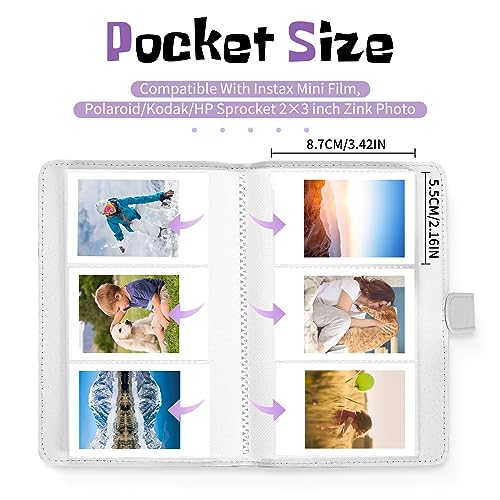 Álbum de fotos mini Phetium con 108 bolsillos para películas Fujifilm Instax Mini, Polaroid Snap y tarjetas Kpop, tamaño 2x3 pulgadas, color blanco arcilla miniatura 3