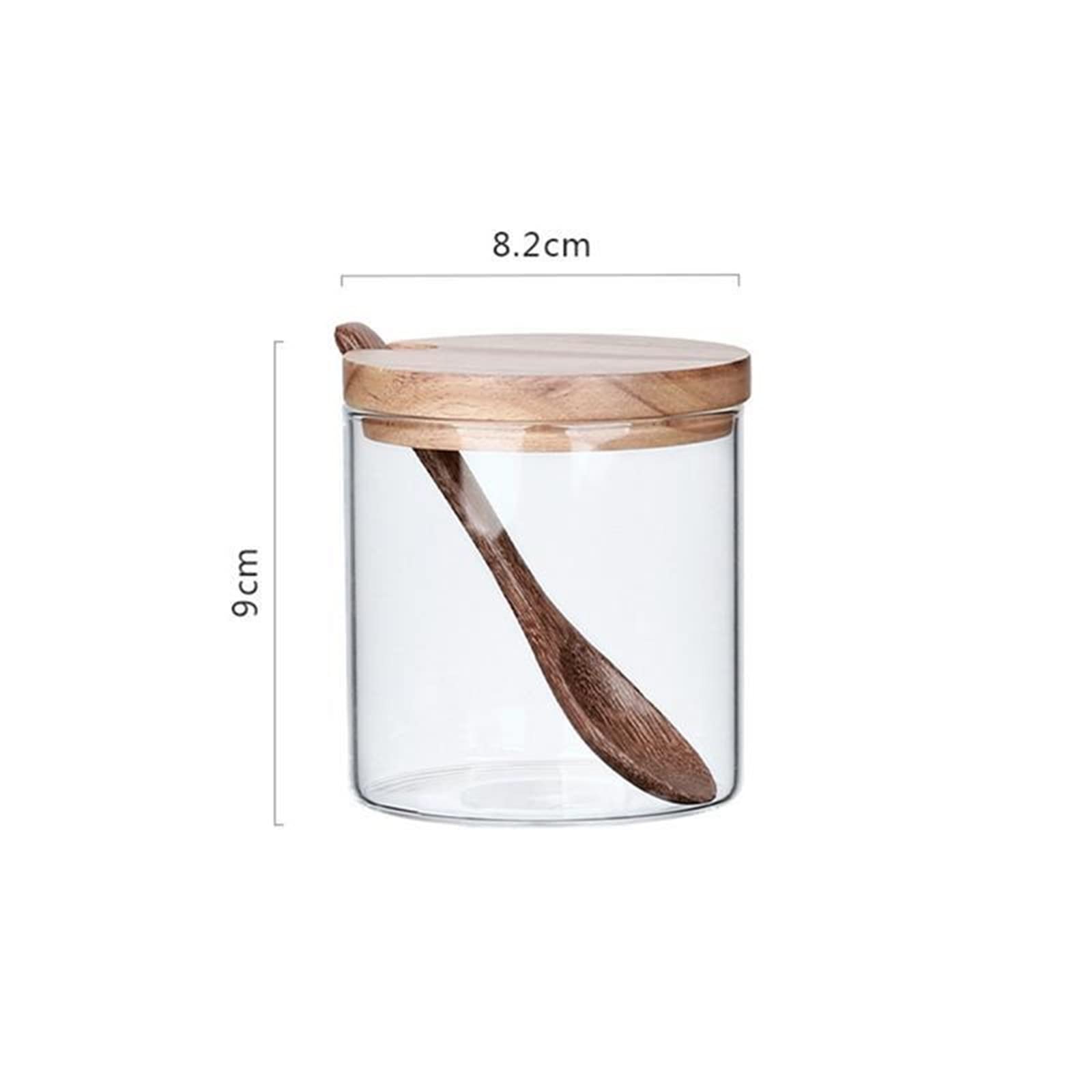Sucrier en Verre Transparent – Design rayé élégant – Conservation des Aliments de Cuisine avec cuillère et Couvercle – Idéal pour Le sel, Les assaisonnements et Le café
