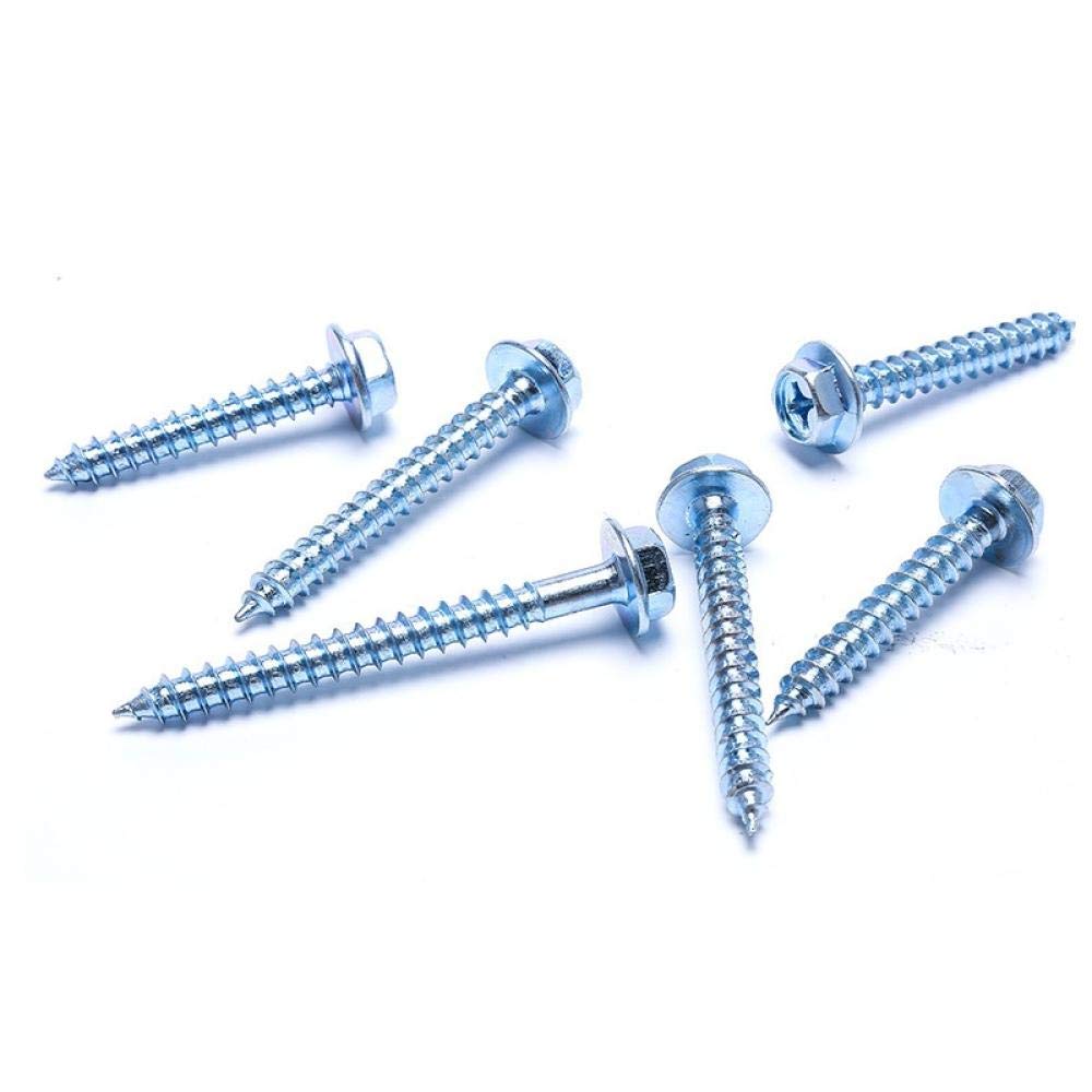 100 Piezas de Tornillos hexagonales externos Cruzados con Brida Hexagonal con Tornillos autorroscantes Cruzados, Brida de Tornillo Hexagonal for Madera autorroscante(M8*40)
