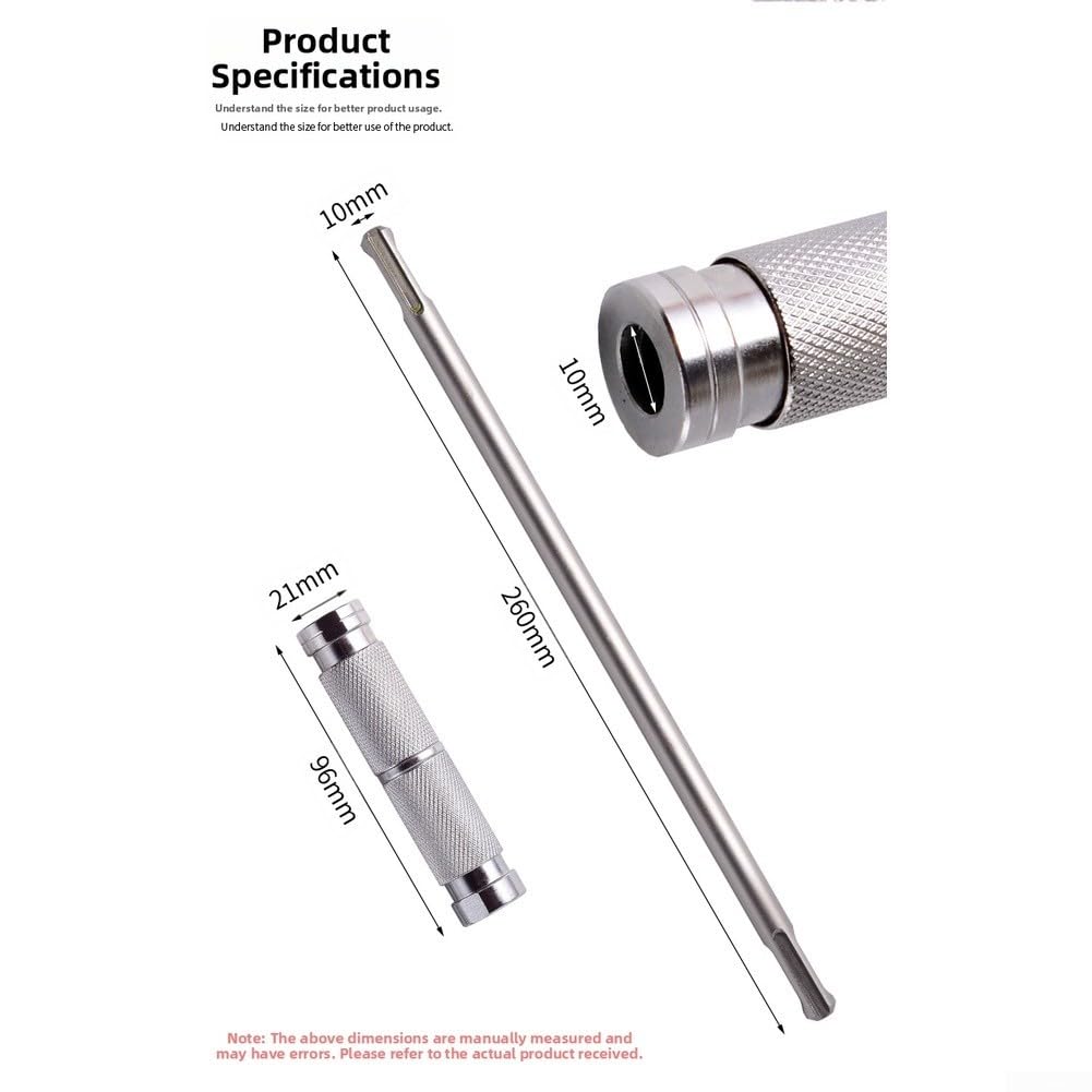 26 cm Verlängerungsstange für SDS Plus für Bohrhammer mit doppelköpfigem Rundschaft und Schnellspannmechanismus für effiziente Nutzung