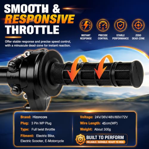 Image of Ebike Full Twist Throttle for Macfox, 3 Pin Surron Style Throttle Grip Kit 12V-72V Compatible with HappyRun Freego Heybike Electric Dirt Bike