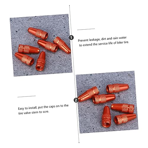 Tapas para válvulas de bicicleta LIOOBO, 12 piezas, color naranja brillante, de aleación de aluminio, fáciles de instalar, sellan contra fugas y suciedad, compatibles con bicicletas de carretera y montaña miniatura 5