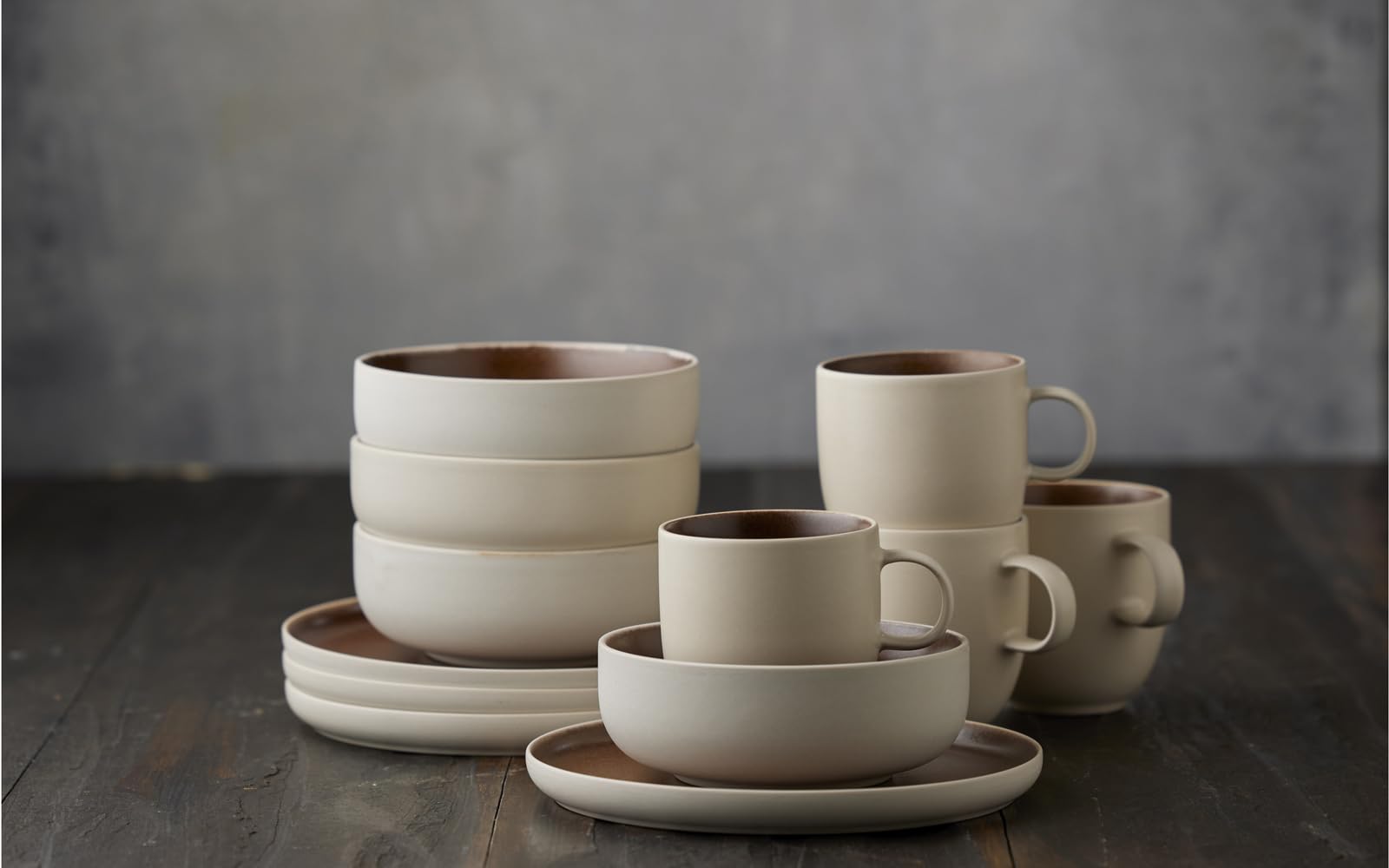 Studio Round North Set de brunch 12 pces Matte white/Matte bark