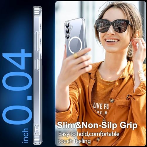 Image of REALCASE for Samsung Galaxy S25+ Plus 5G | Magnetic Clear Case | Durable, Scratch-Resistant | Slim Transparent Compatible with MagSafe | Protective TPU Bumper Back Cover for Galaxy S25 Plus 5G