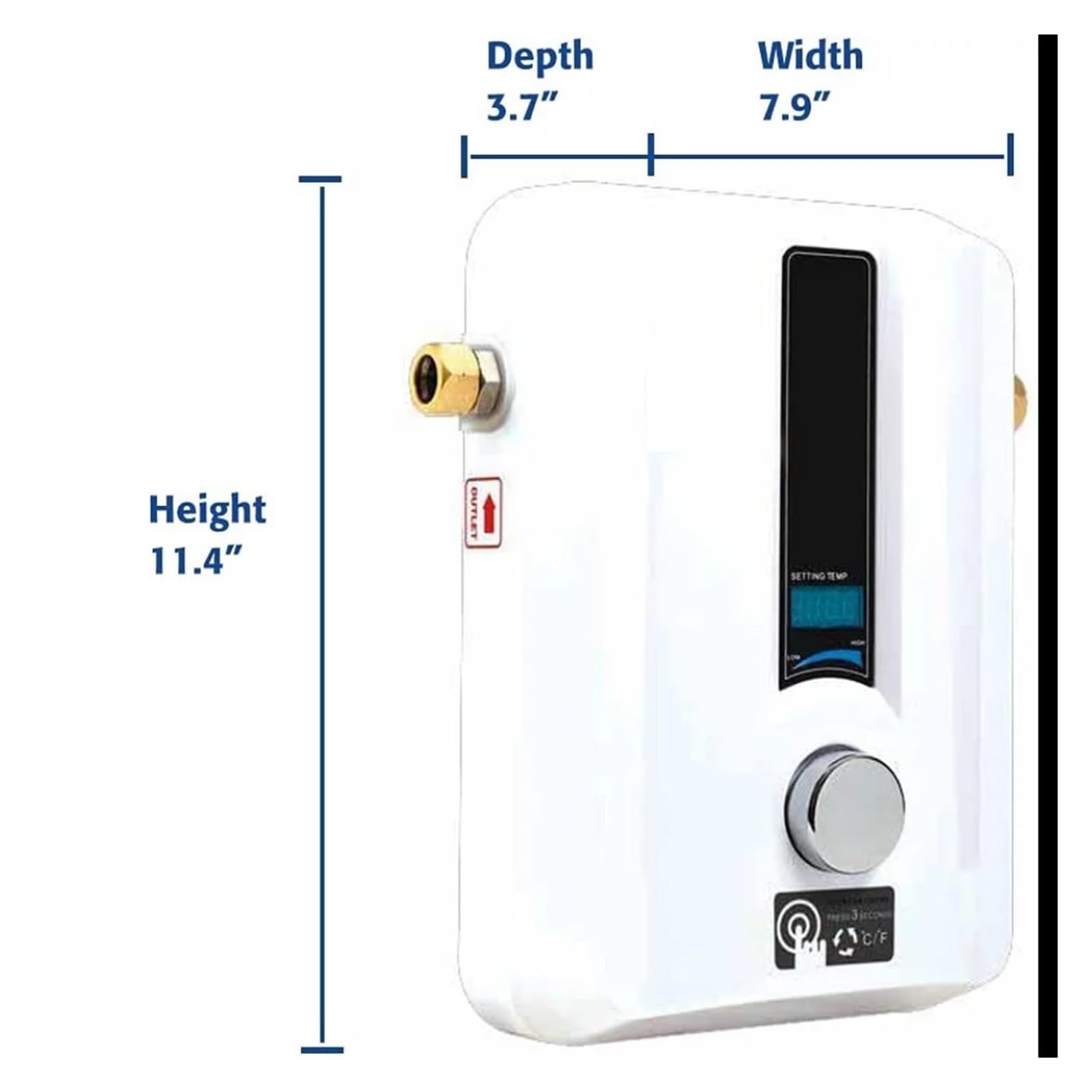 Scaldabagno Elettrico, Scaldabagno Elettrico Senza Serbatoio da 11 KW, Scaldabagno Istantaneo Senza Serbatoio