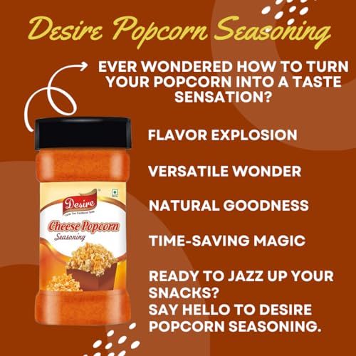 Image of Desire Cheese Popcorn Seasoning Powder 100 Gram [for Popcorn Seasoning, Nachos, Pasta, Pizza, Sprinkle on French Fries]