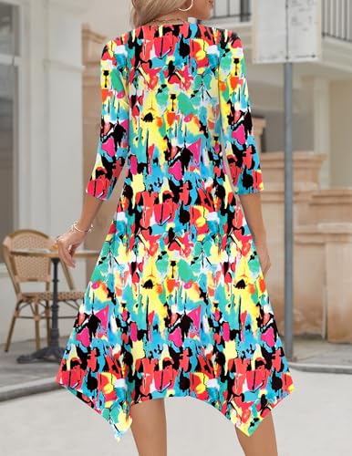 Image of Zeagoo Midi Dresses Women 2026 Dress 3 /4 Sleeve Casual Dresses with Pockets A Line Summer Beach Sundress
