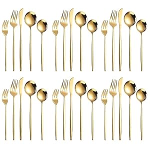 GOWTHHRT Cutlery Set, 30-Piece Set, Stylish, Western Tableware Set, Stainless Steel, Dinner Cutlery Set, Glossy, Scandinavian Style, Cutlery, Western Tableware Set, Restaurant, Home, Kitchen Supplies, Christmas, Wedding Gift, Gift